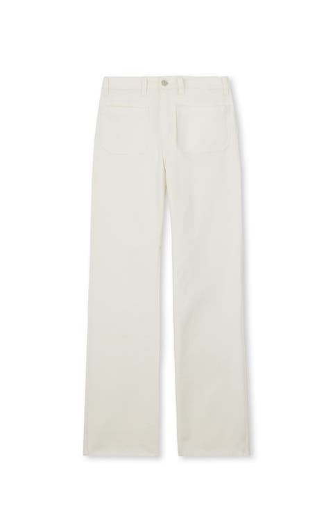 Janej Bootcut Bull Cotton White Trousers