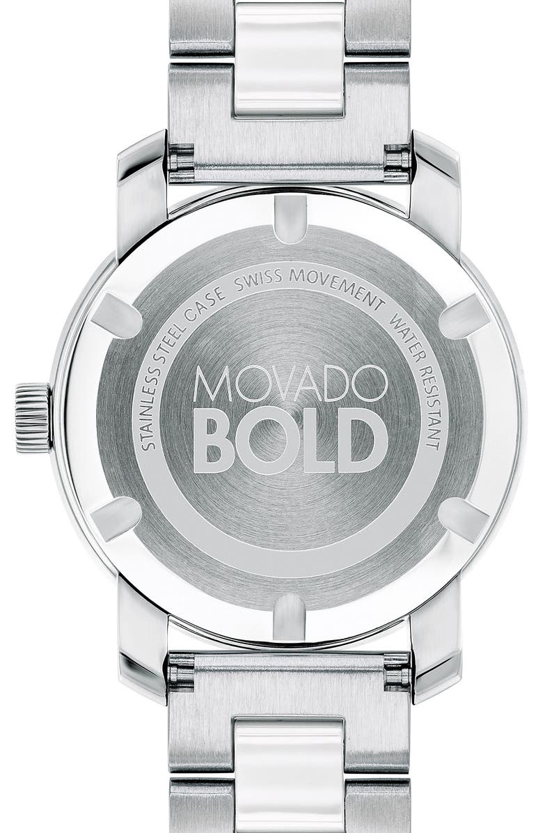 Movado Bold Pavé Dot Ceramic Bracelet Watch, 36mm, Alternate, color, 
