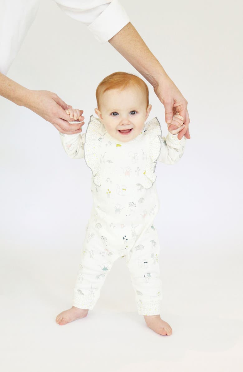 Pehr Long Sleeve Ruffle Romper, Alternate, color, Magical Forest