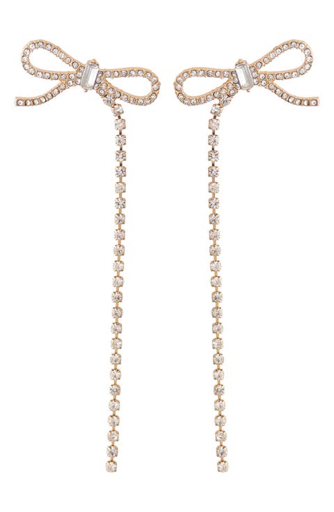 Pavé Cubic Zirconia Bow Drop Earrings