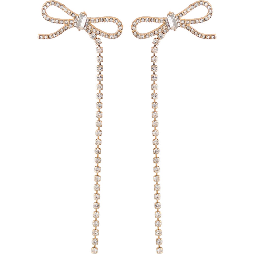 Panacea Pavé Cubic Zirconia Bow Drop Earrings In Gold