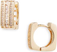 NORDSTROM RACK Cubic Zirconia Square Huggie Hoop Earrings