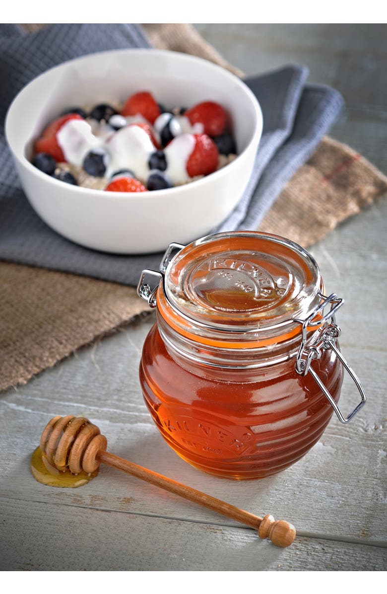 Kilner Honey Pot with Beechwood Dipper, 13.5 Ounce, Alternate, color, Clear