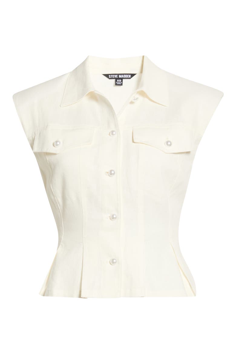 Cassady Linen Blend Button-Up Top, Alternate, color, ANTIQUE