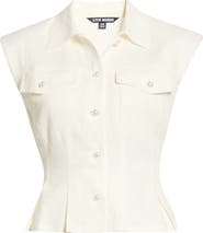 Steve Madden Cassady Linen Blend Button-Up Top