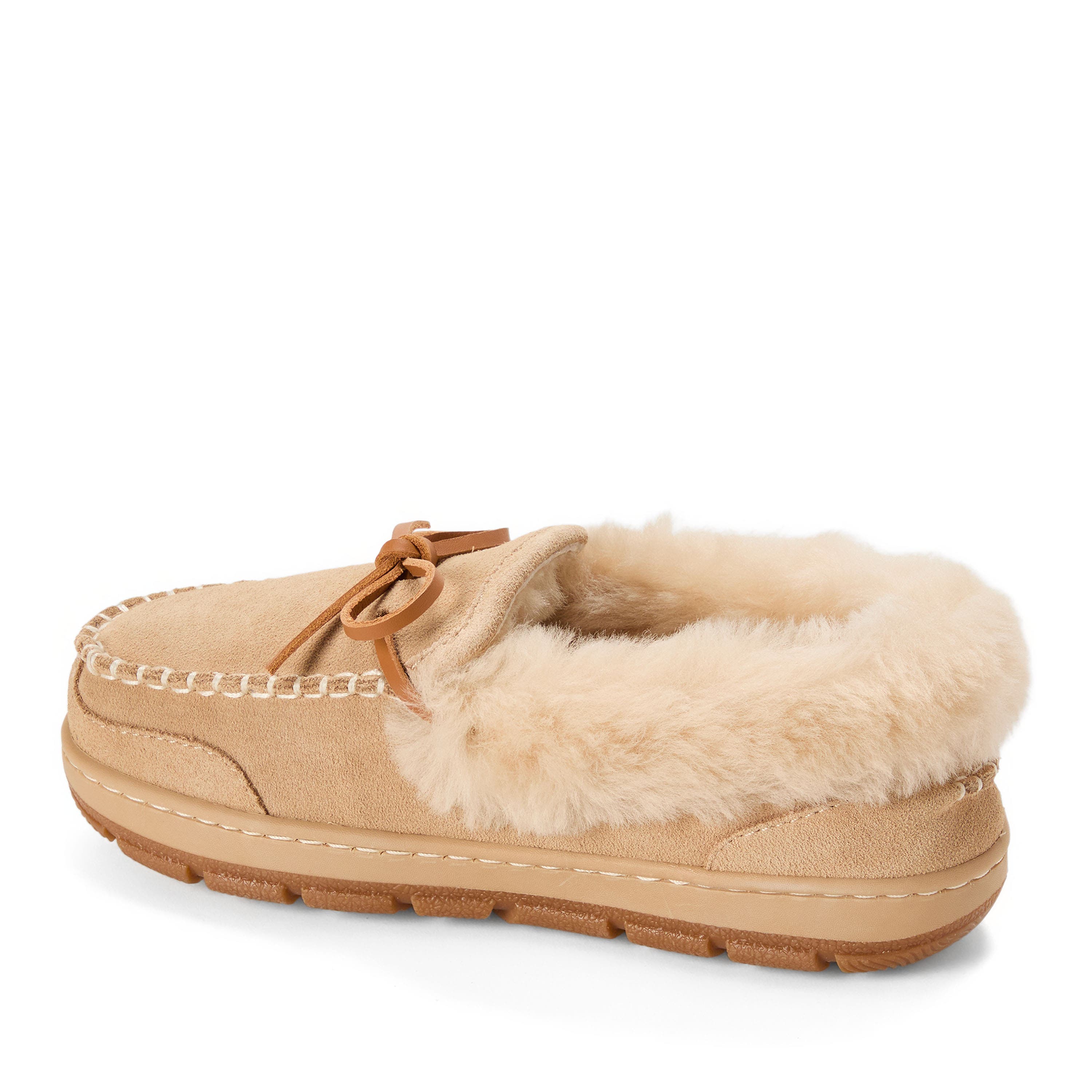 Fireside Gladstone Genuine Shearling Moccasin with Stitching, Alternate, color, SAND