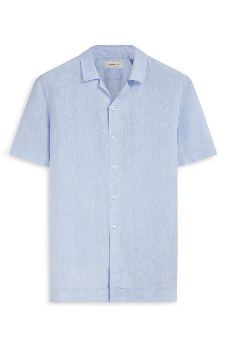 Bugatchi Linen Camp Shirt, Alternate, color, Sky