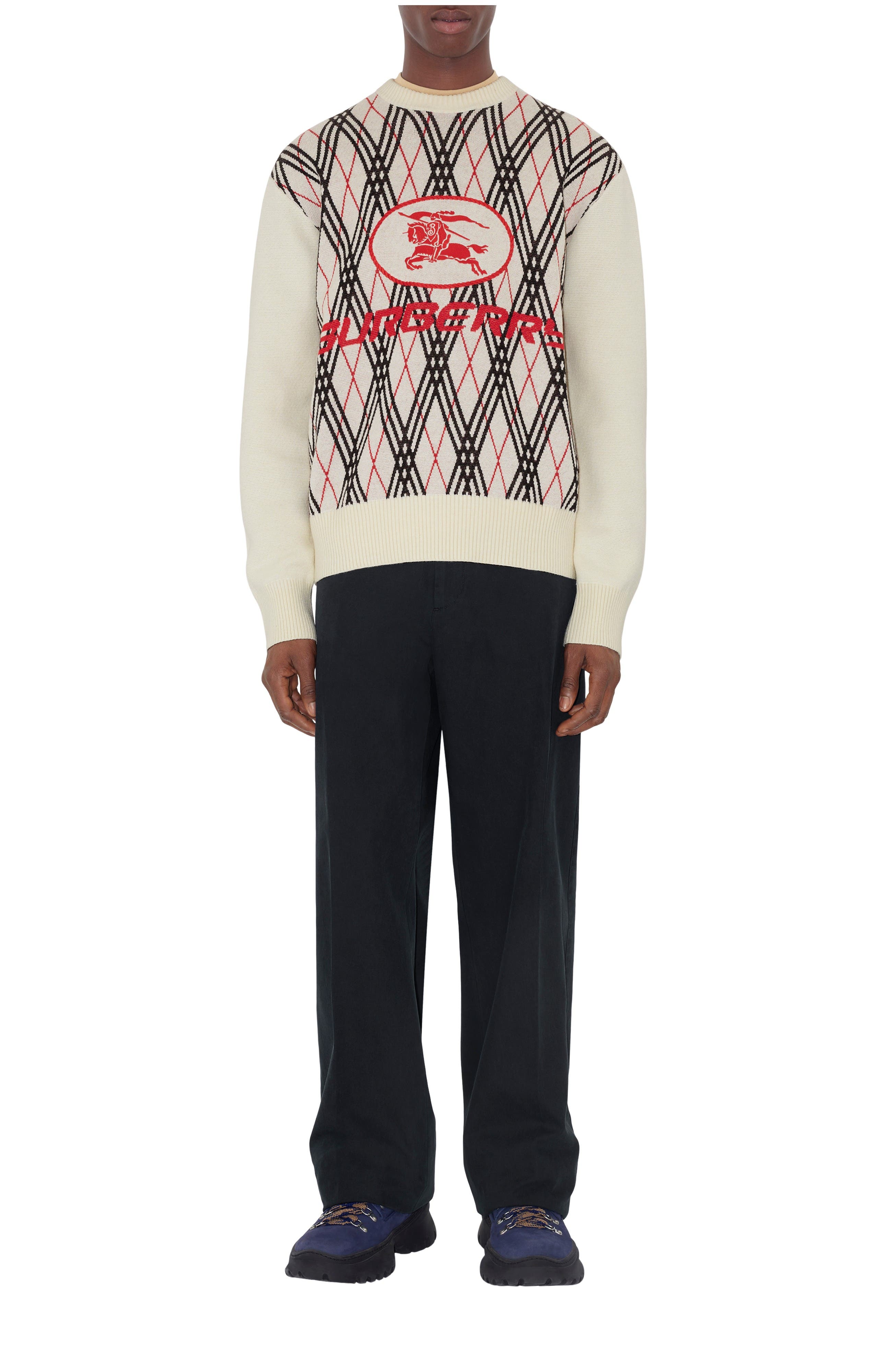 Argyle Check Wool Blend Sweater