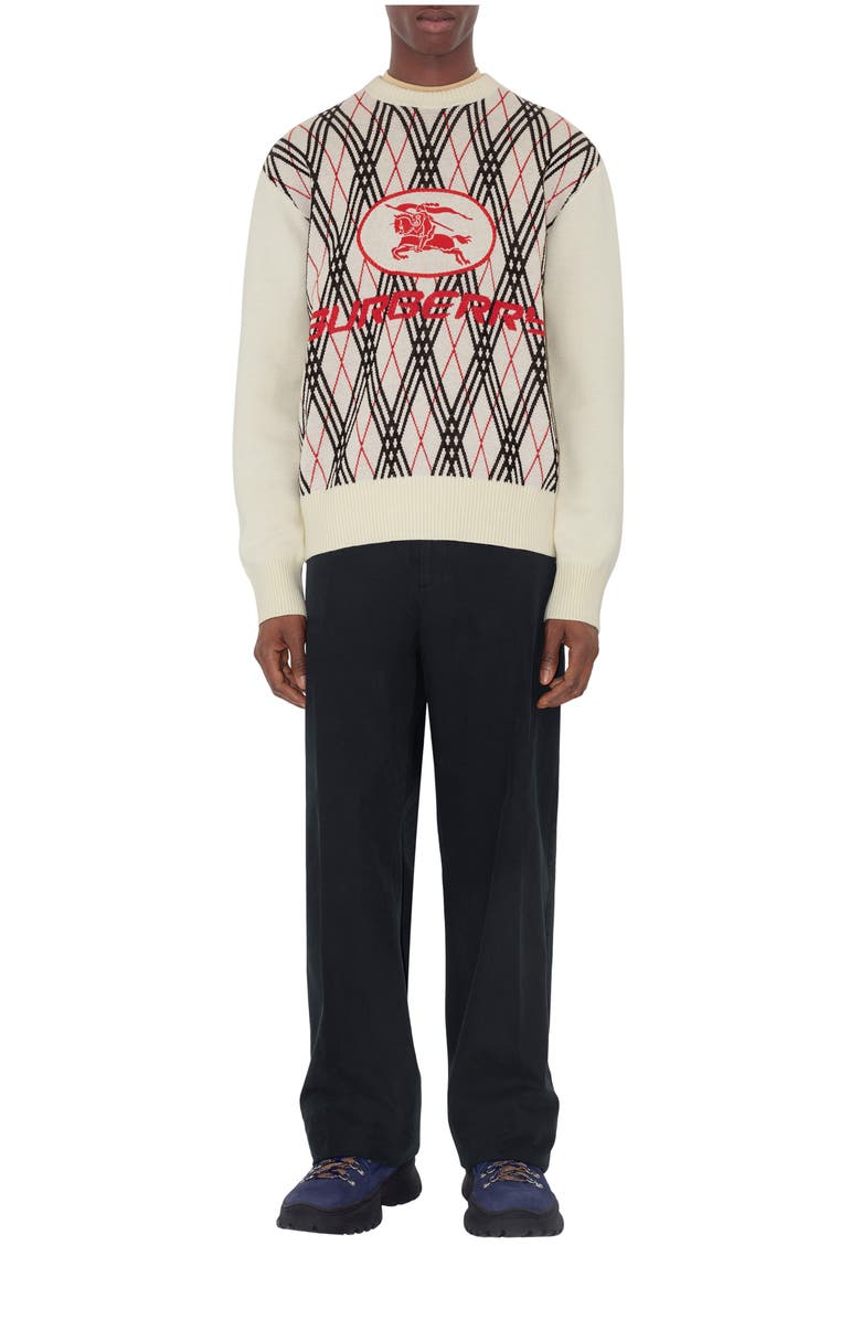 Burberry Argyle Check Wool Blend Sweater, Main, color, Chalk White