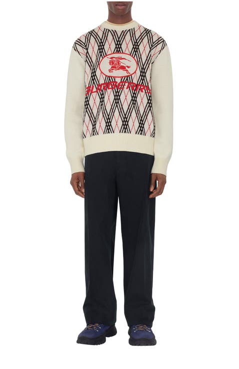 Argyle Check Wool Blend Sweater