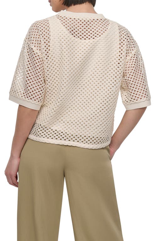 Dkny Open Stitch Short Sleeve Top In Neutral