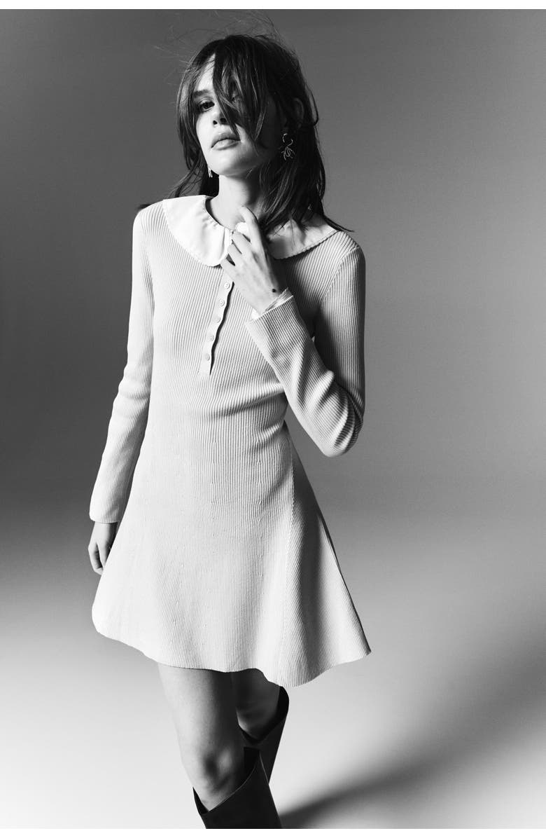 H&M Rib-knit Flared-skirt Dress, Alternate, color, 