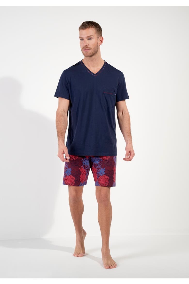 Bouquet Short Pajama Set, Alternate, color, Bordeaux Print