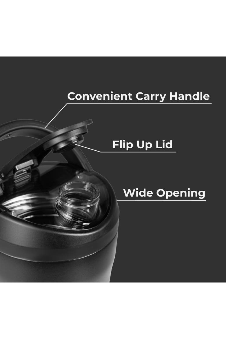 Insulated Stainless Steel Shaker 24 oz Bottle with Silent Mixing Grate & Flip Lid, Alternate, color, Black