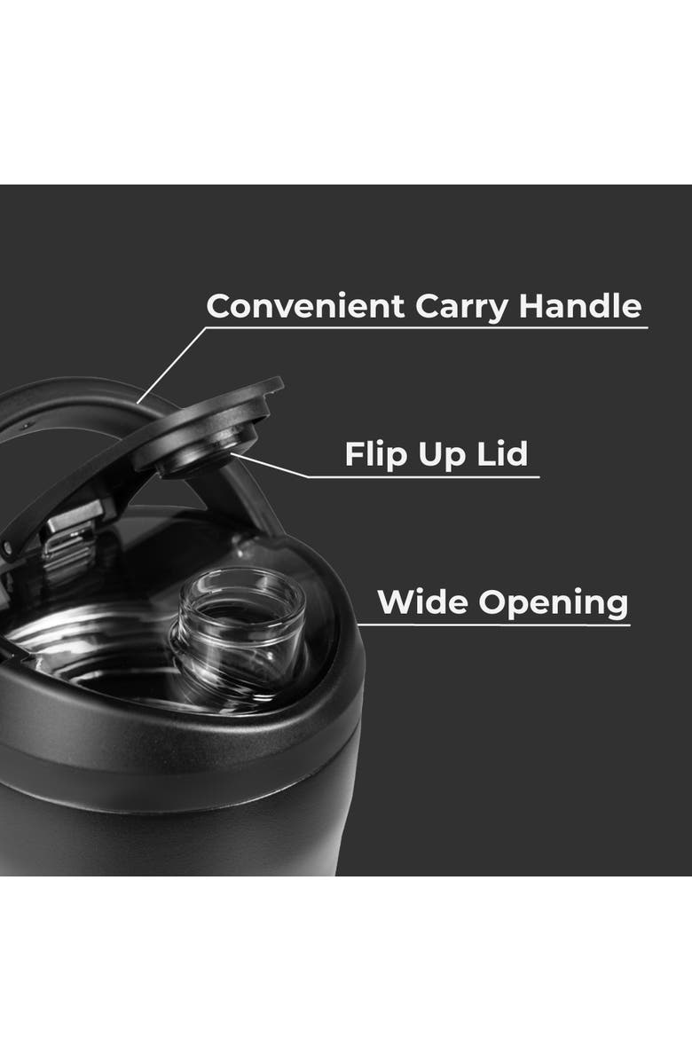 HydroJug Insulated Stainless Steel Shaker 24 oz Bottle with Silent Mixing Grate & Flip Lid, Alternate, color, Black