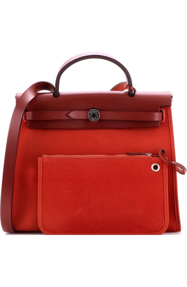 Pre-Owned Hermes Herbag Zip Leather and Toile 31, Alternate, color, Terre Battue