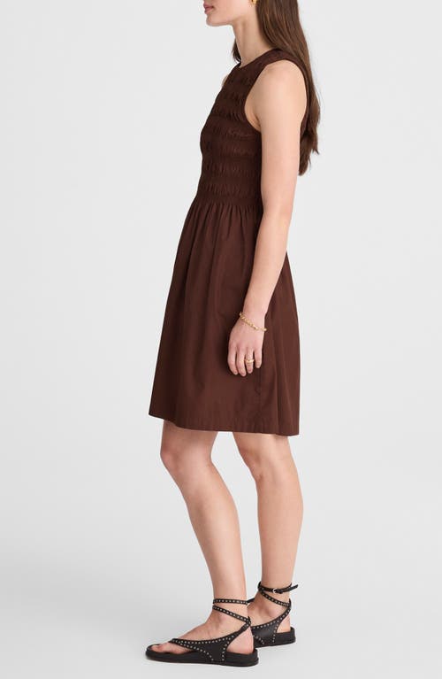 Madewell The Melody Smocked Minidress In Brown