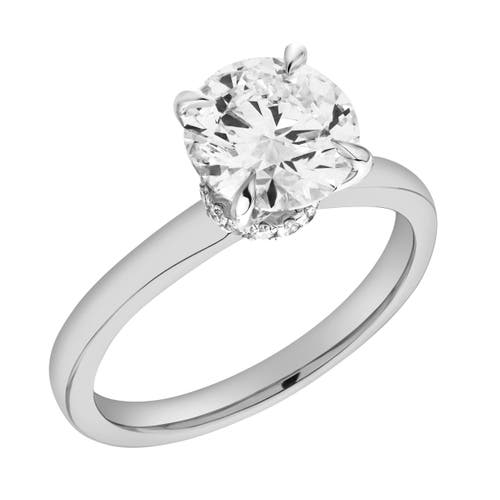 Luvmyjewelry Liora 14k Gold Round Lab Grown Diamond Hidden Halo Ring In 14k White Gold
