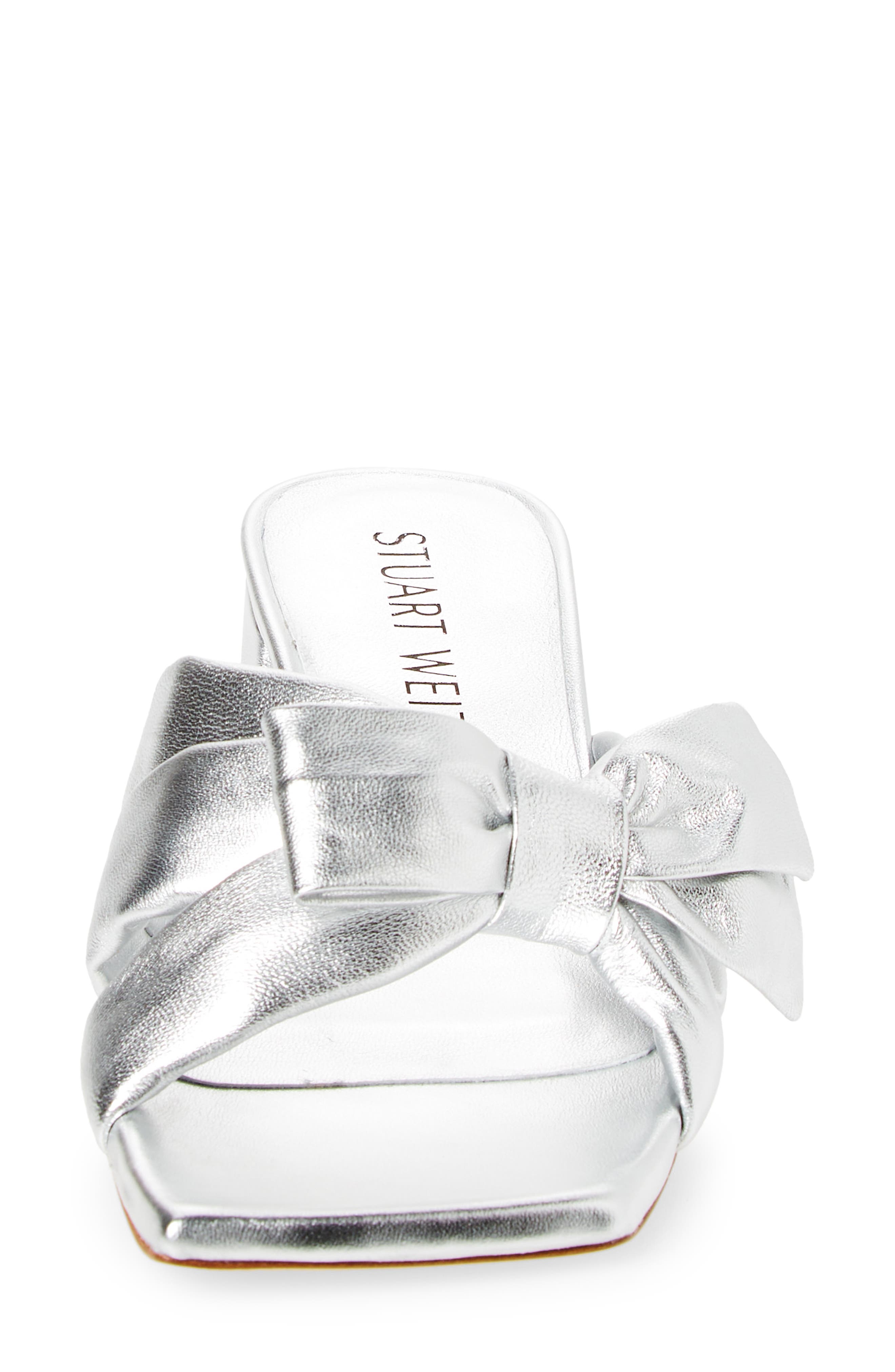 Stuart Weitzman Sofia Bow Sandal, Alternate, color, Silver M