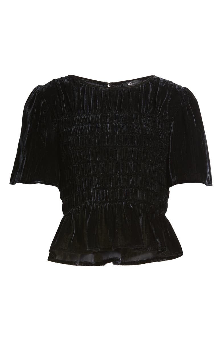 Rails Rosie Velvet Smocked Peplum Top, Alternate, color, Black Velvet