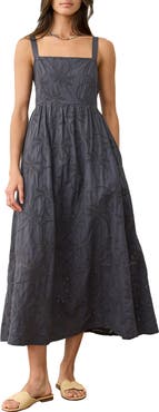 Marine Layer Rosette Eyelet Pima Cotton Midi Sundress