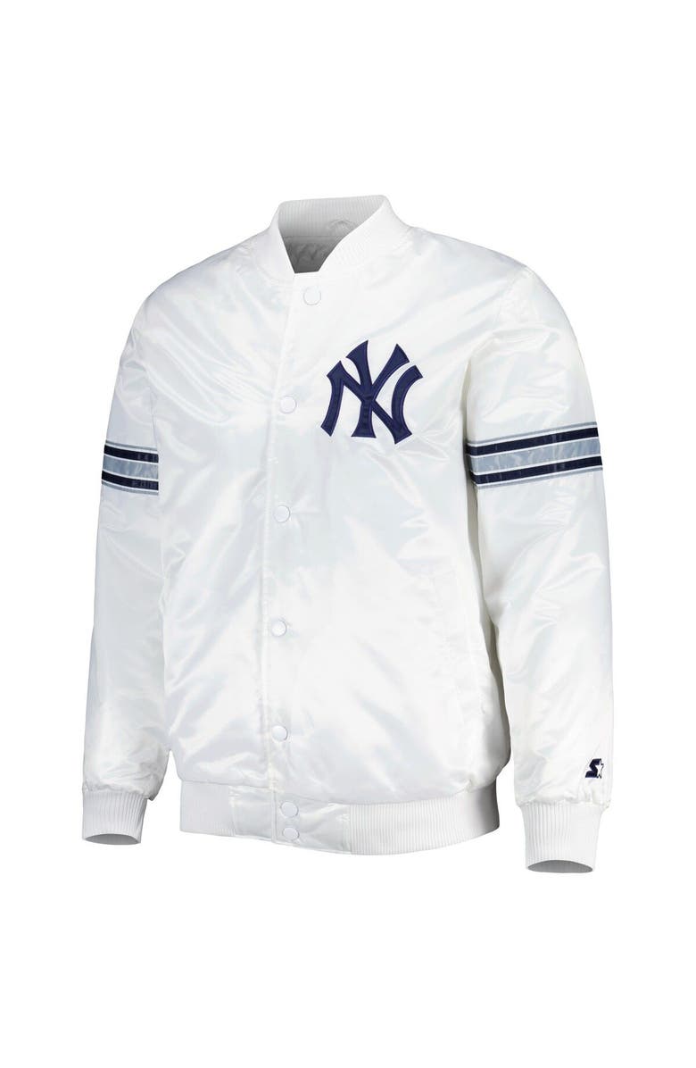 STARTER Men's Starter White New York Yankeess Power Forward Satin Full-Snap Varsity Jacket, Alternate, color, 