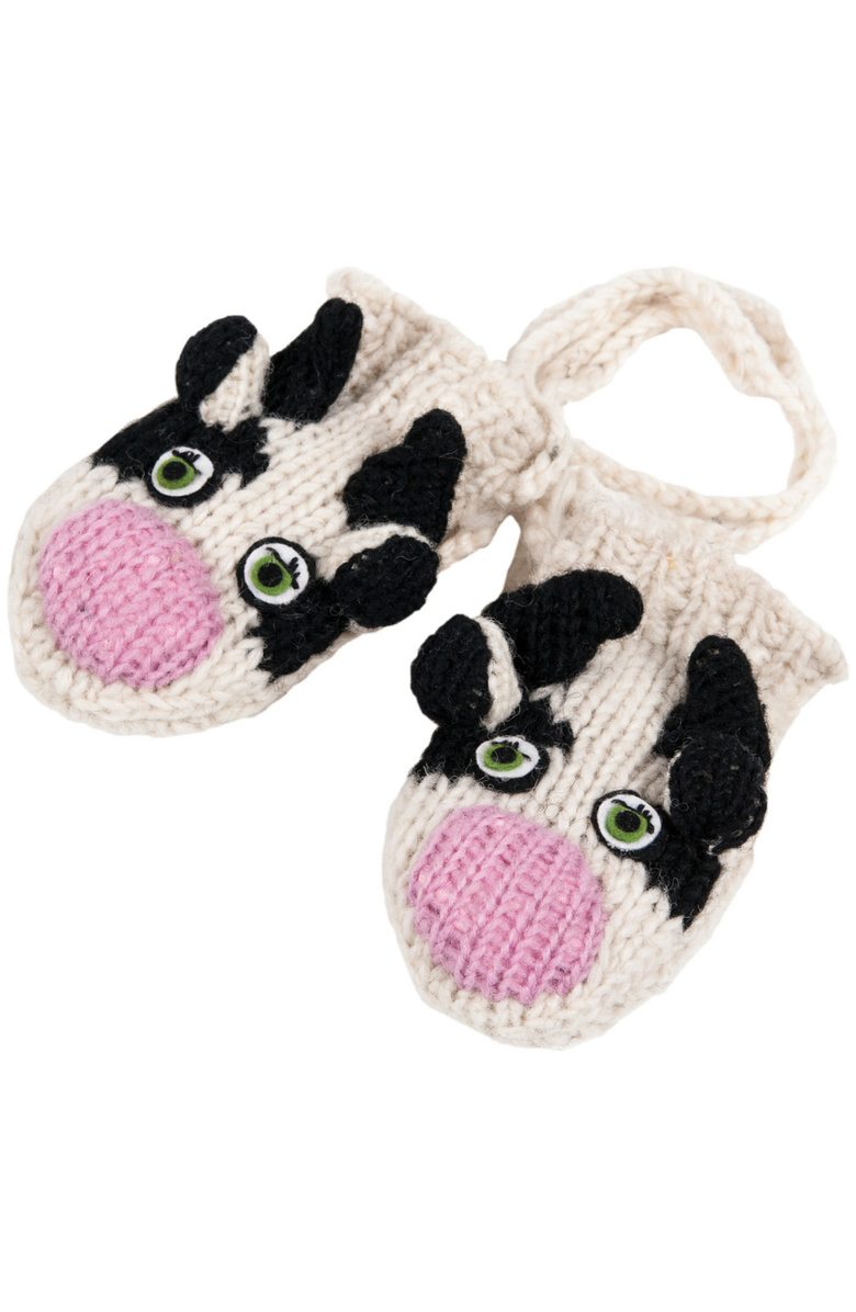 Nirvanna Designs Milk Cow Mittens, Main, color, White