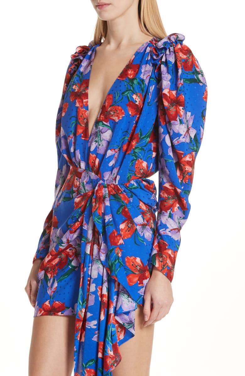 Magda Butrym Lagos Floral Silk Jacquard Minidress, Alternate, color,