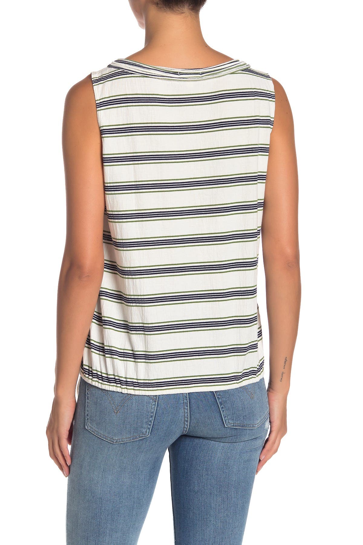 MAX STUDIO Stripe Print Cinched Drawstring Tank Top (Women) | Nordstromrack