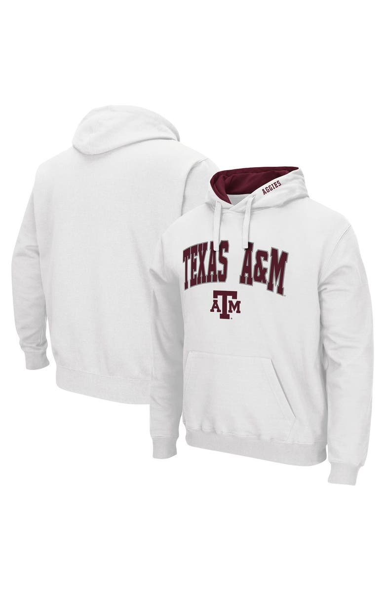 COLOSSEUM Men's Colosseum White Texas A&M Aggies Arch & Logo 3.0 Pullover Hoodie, Main, color, 