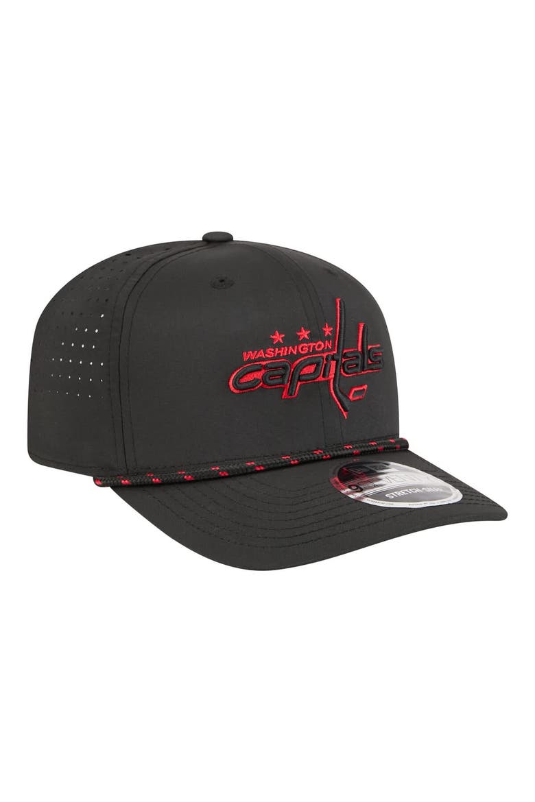 Men's New Era  Black Washington Capitals Sport Vented 9SEVENTY Rope Adjustable Hat, Alternate, color, Black