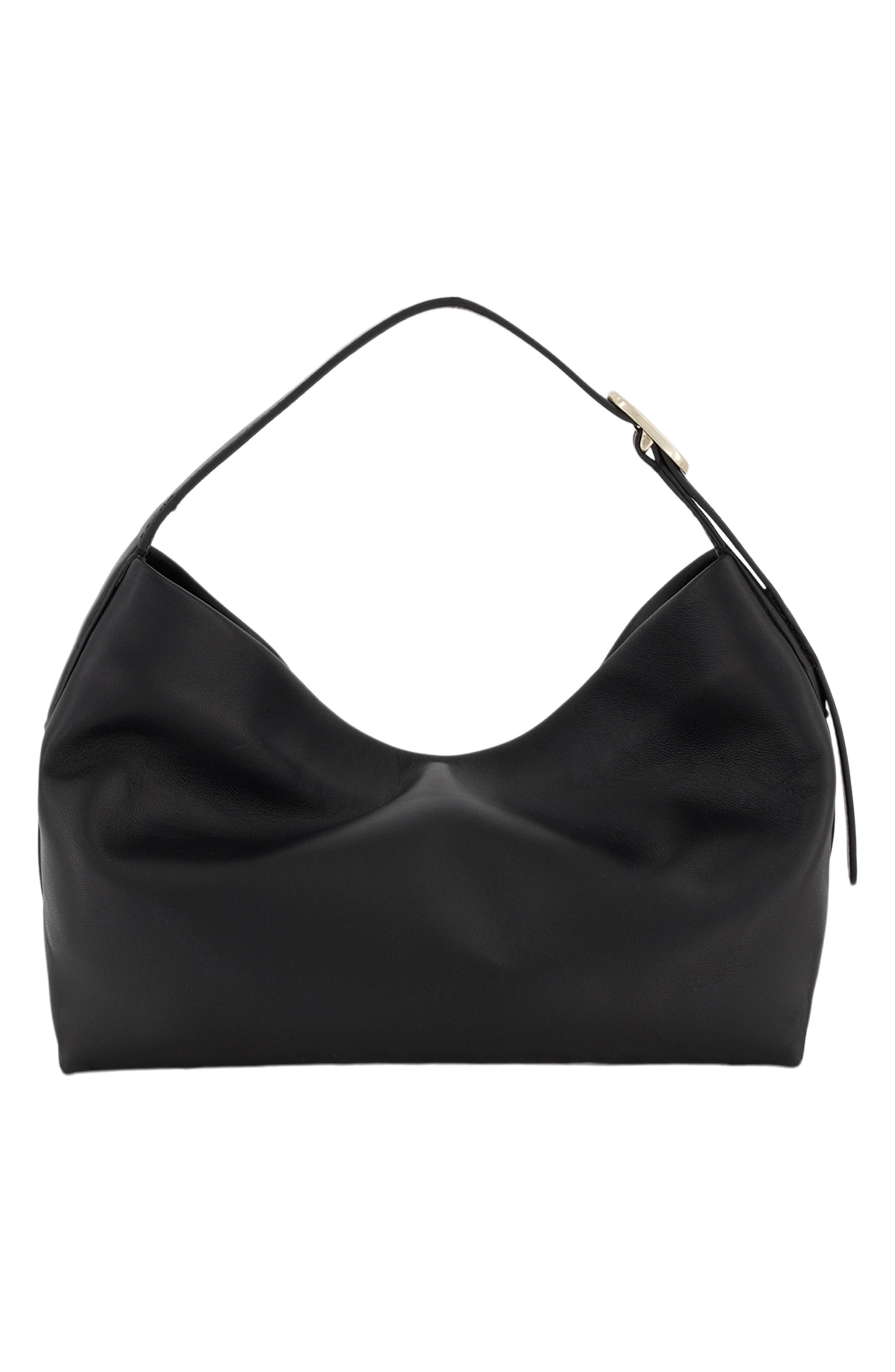 Vince Small Plonge Vivian Leather Hobo Bag, Alternate, color, Black