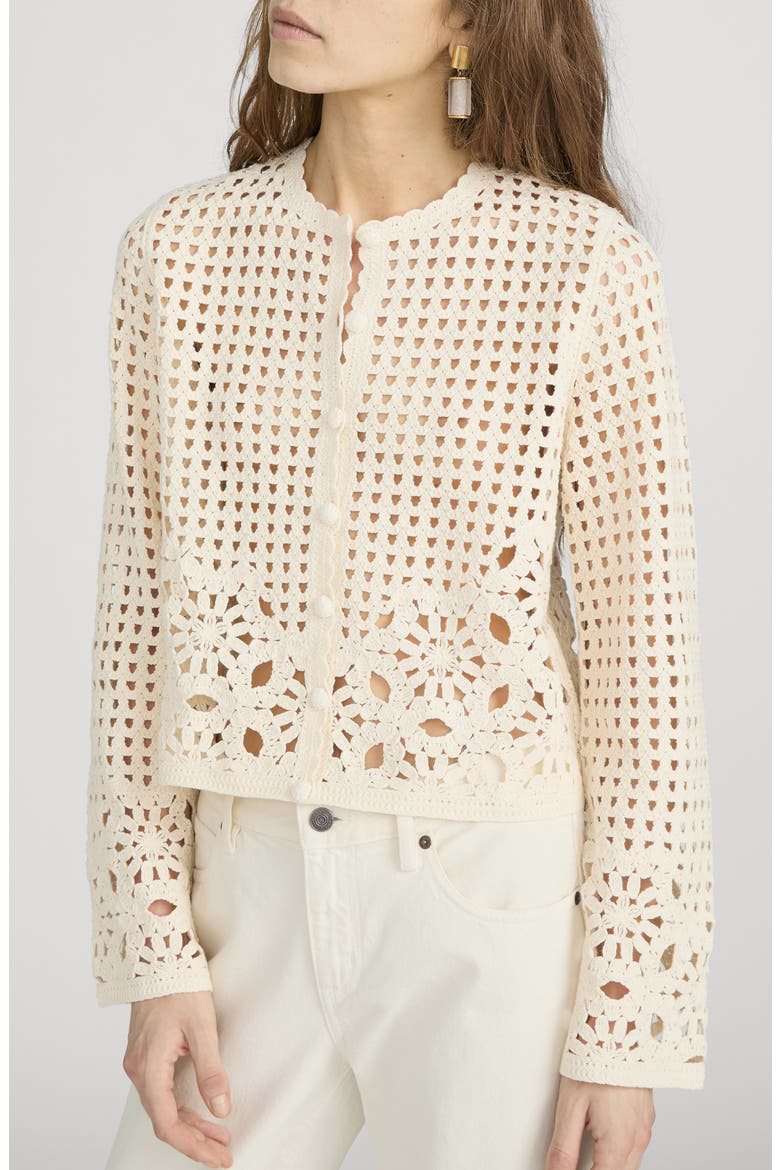 The Postcard Open Stitch Cardigan, Alternate, color, CREAM