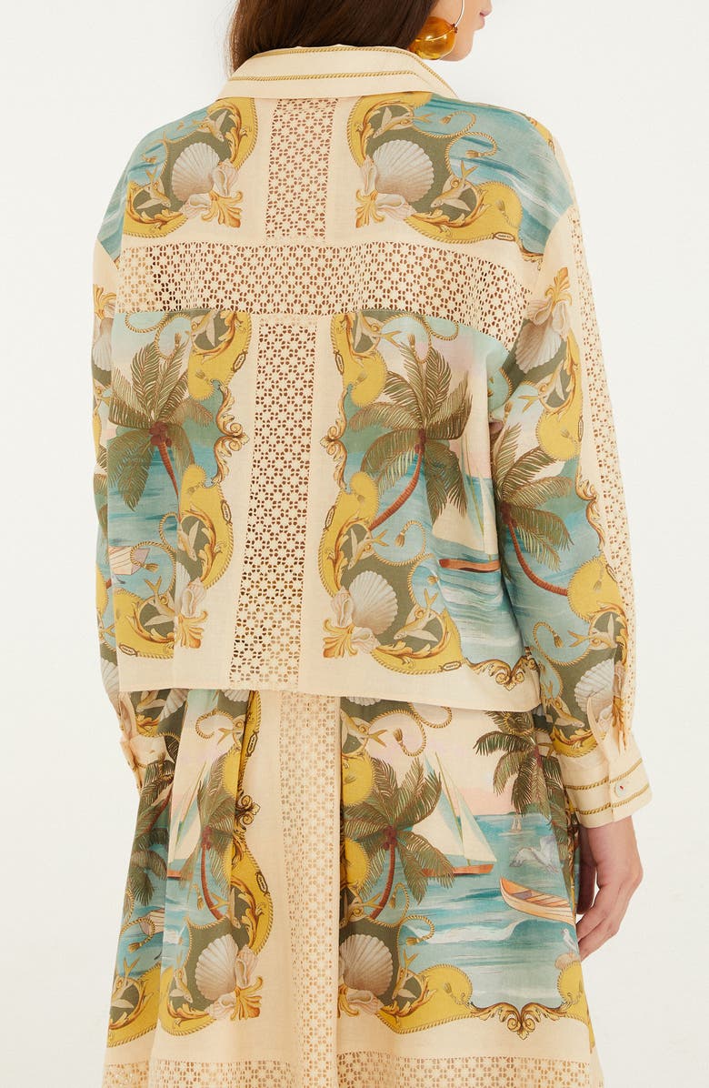 FARM Rio Royal Sea Linen Blend Shirt, Alternate, color, Royal Sea Multicolor