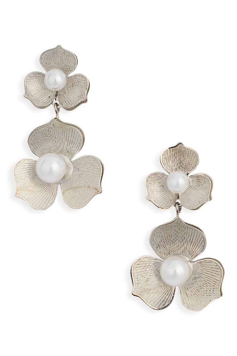 Sabina Flower Statement Earrings, Main, color, SILVER