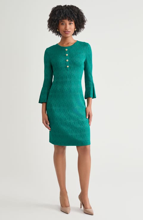 Tonal Multi-Stitch Sheath Dress