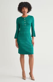Ming Wang Tonal Multi-Stitch Sheath Dress