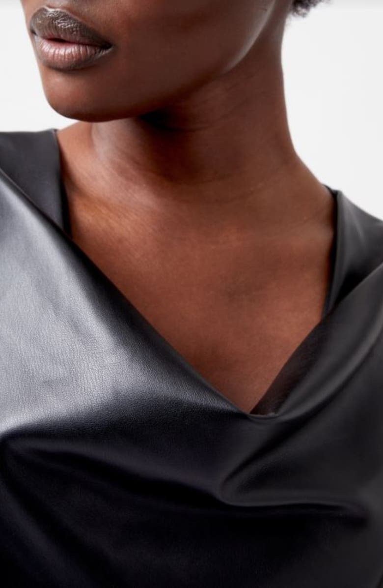 French Connection Elettra Faux Leather Sleeveless Midi Dress, Alternate, color, Blackout