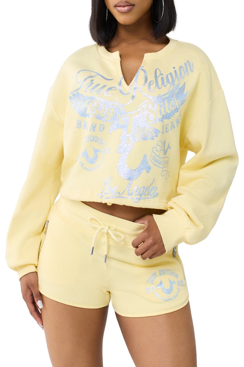 V-Notch Graphic Sweatshirt, Main, color, DOUBLE CREAM