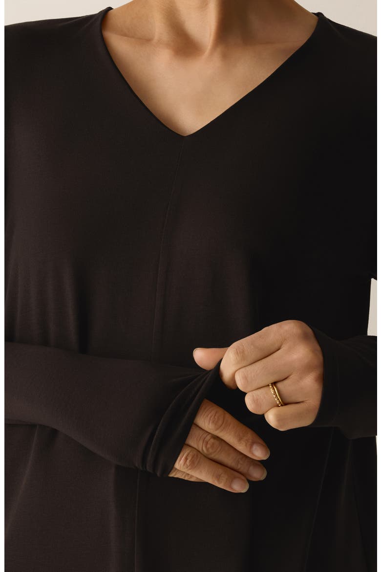 Long Sleeve V-Neck Tunic Top, Alternate, color, COFFEE