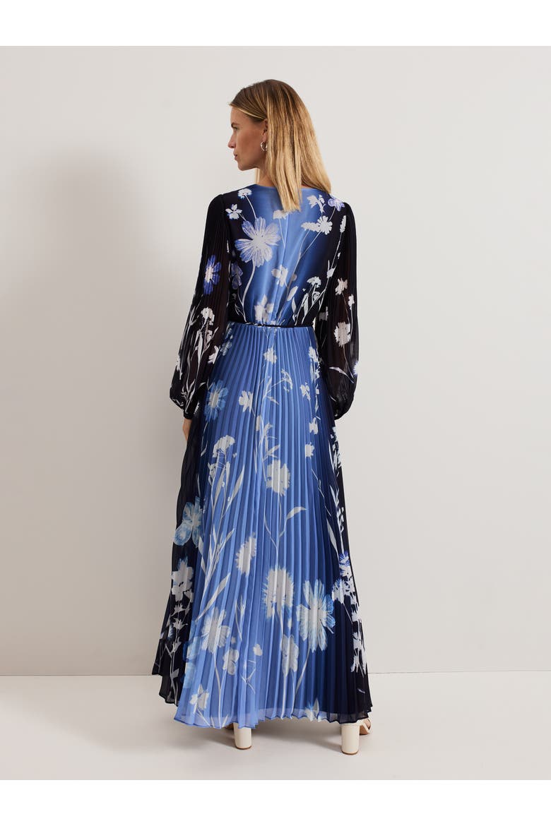 Annie Pleated Floral Maxi Dress, Alternate, color, Blue