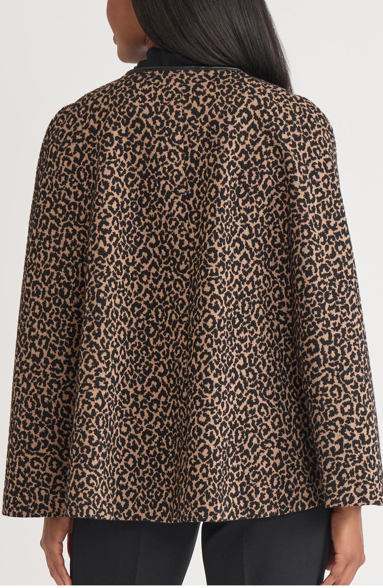 KASPER Leopard Print Cape, Alternate, color, Dark Camel/ Black