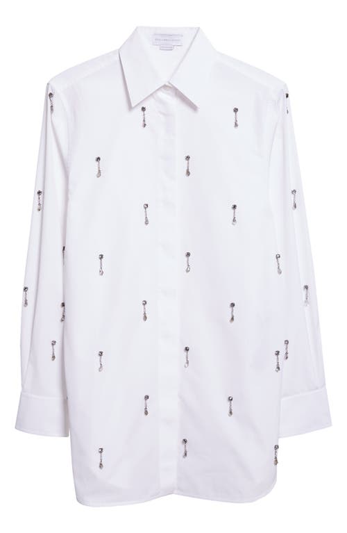 Stella Mccartney Crystal Embellished Oxford Button-up Shirt In White