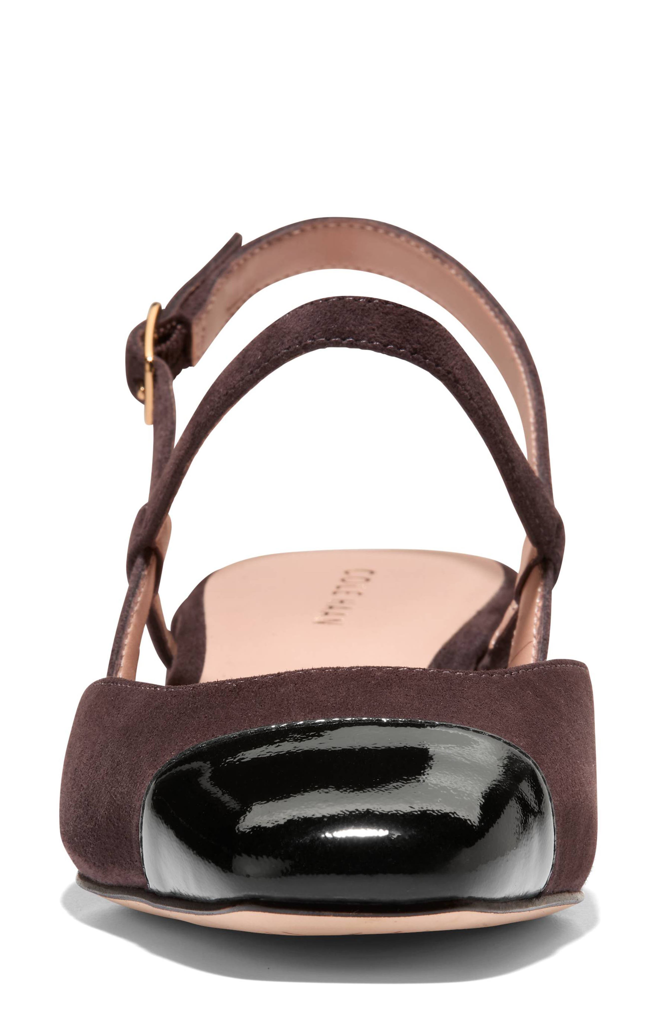 Cole Haan Pella Slingback Pump, Alternate, color, Dk Chocolate Suede/ Black Pat
