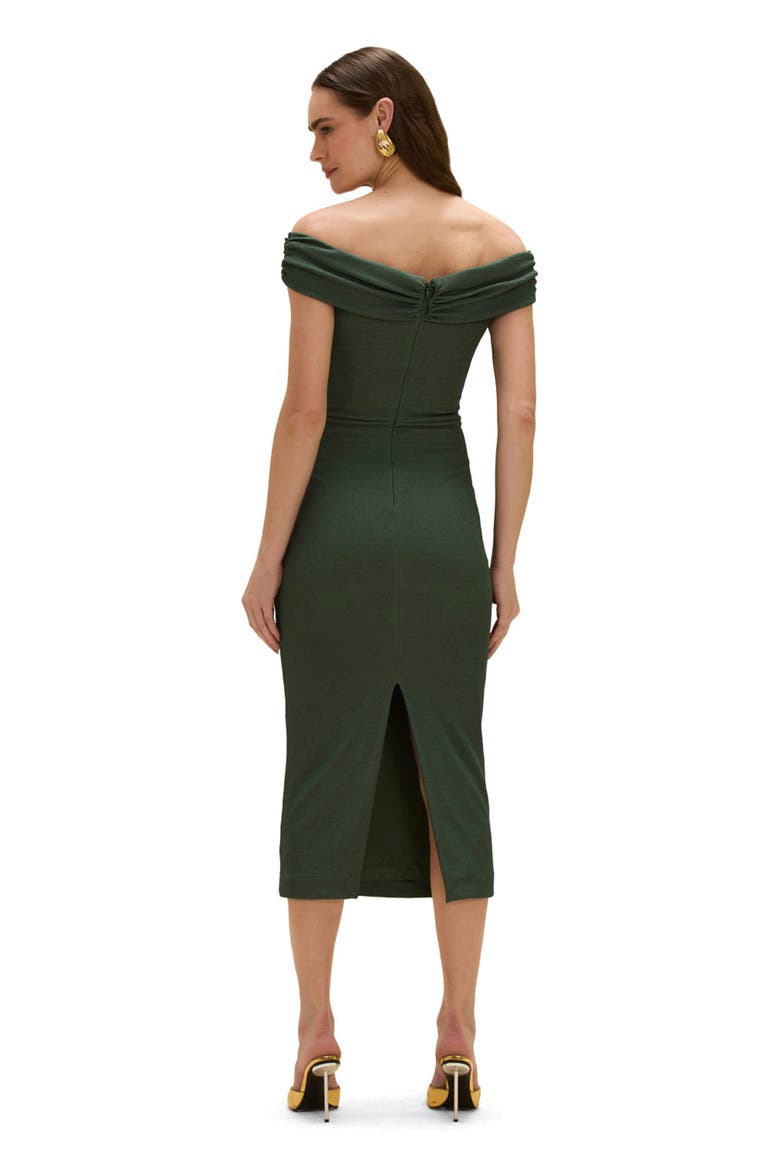 Hilda Knit Off Shoulder Midi Dress, Alternate, color, DARK GREEN
