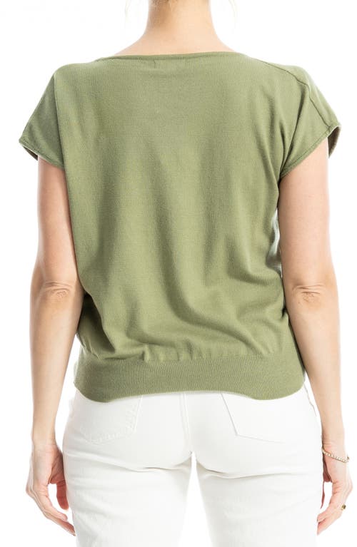 Max Studio Twist Neck Sweater Top In Green