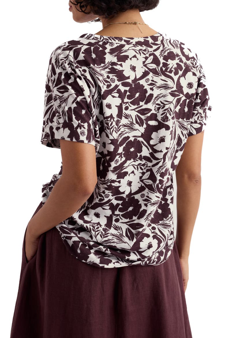 Tor Grass Floral Organic Cotton Jersey Button-Up Shirt, Alternate, color, SUMMER SHADOWS CACAO