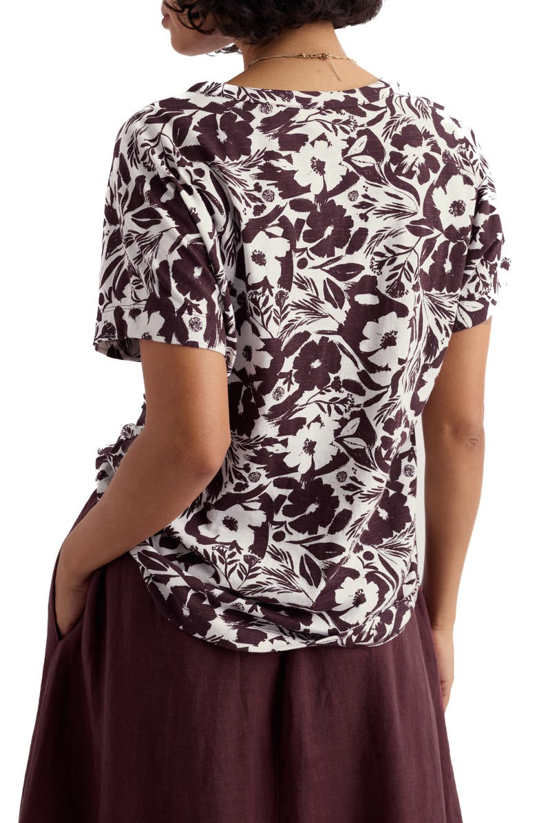 Seasalt Cornwall Tor Grass Floral Organic Cotton Jersey Button-Up Shirt, Alternate, color, Summer Shadows Cacao