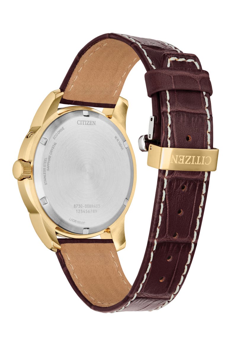 Calendrier Leather Strap Watch, 41.8mm, Alternate, color, BROWN