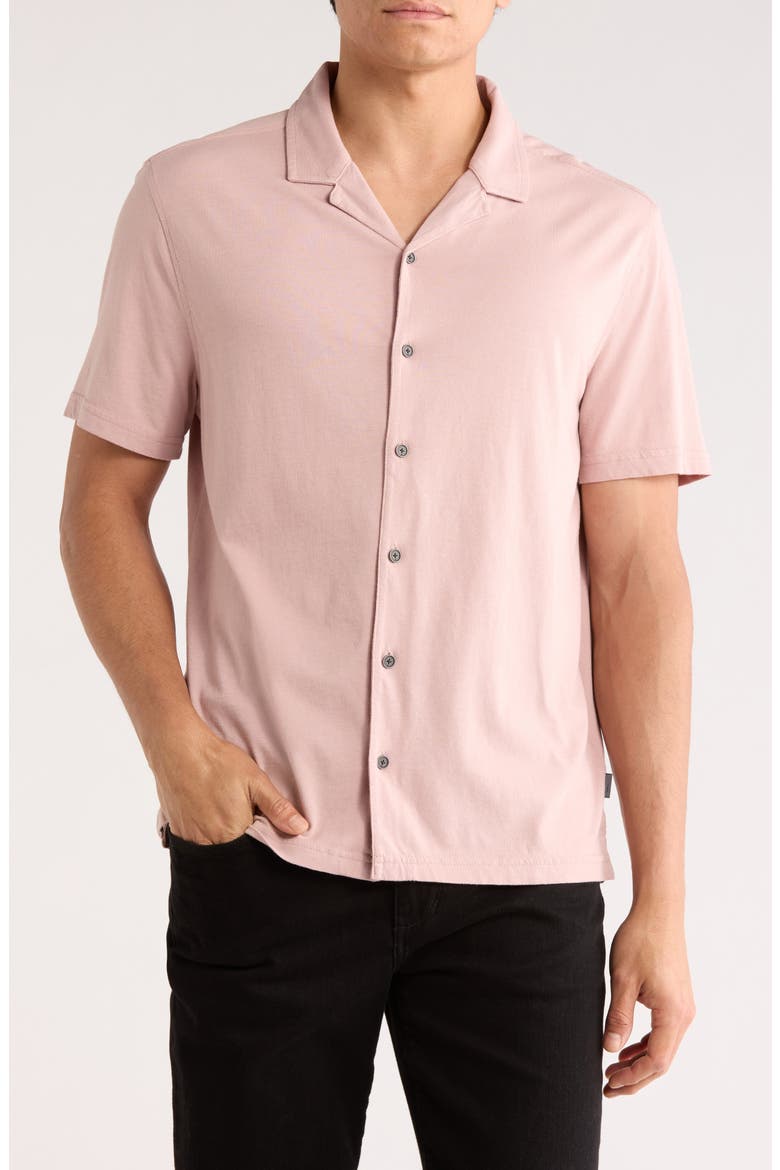 Brewer Cotton Camp Shirt, Main, color, PINK SAND